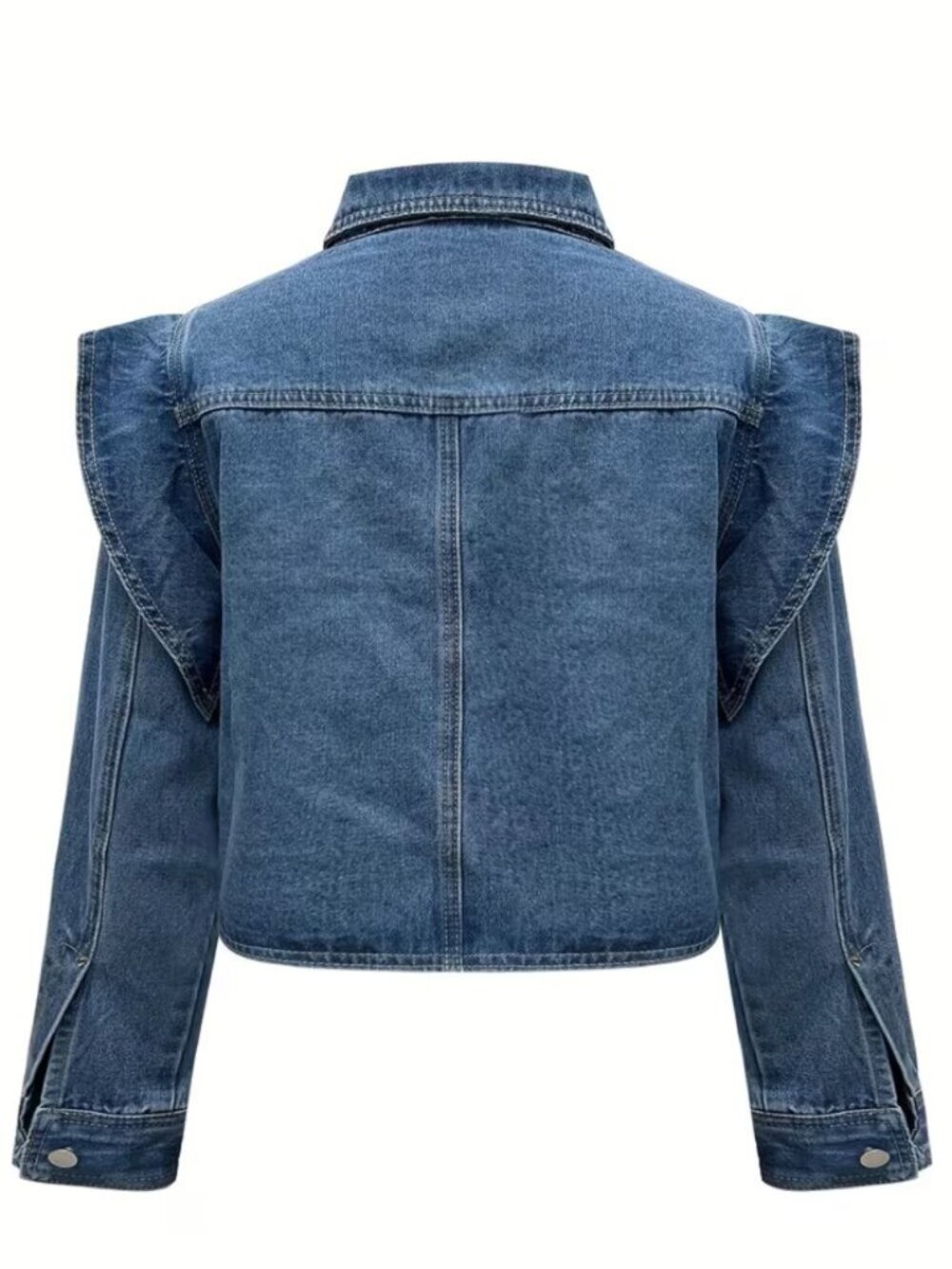Ruffle Buttoned Denim Jacket - Picture 6 of 6